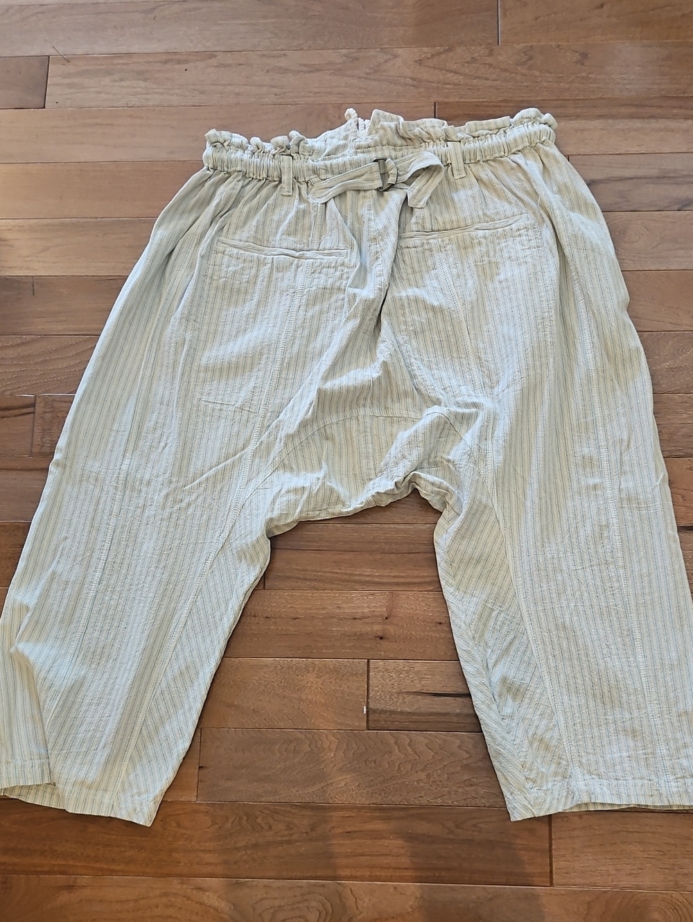Free People Striped Cotton Pants in Cream & Blue Size Large - Picture 2 of 12